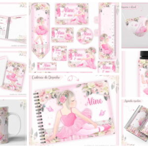 kit escolar bailarina digital para personalizar cadernos