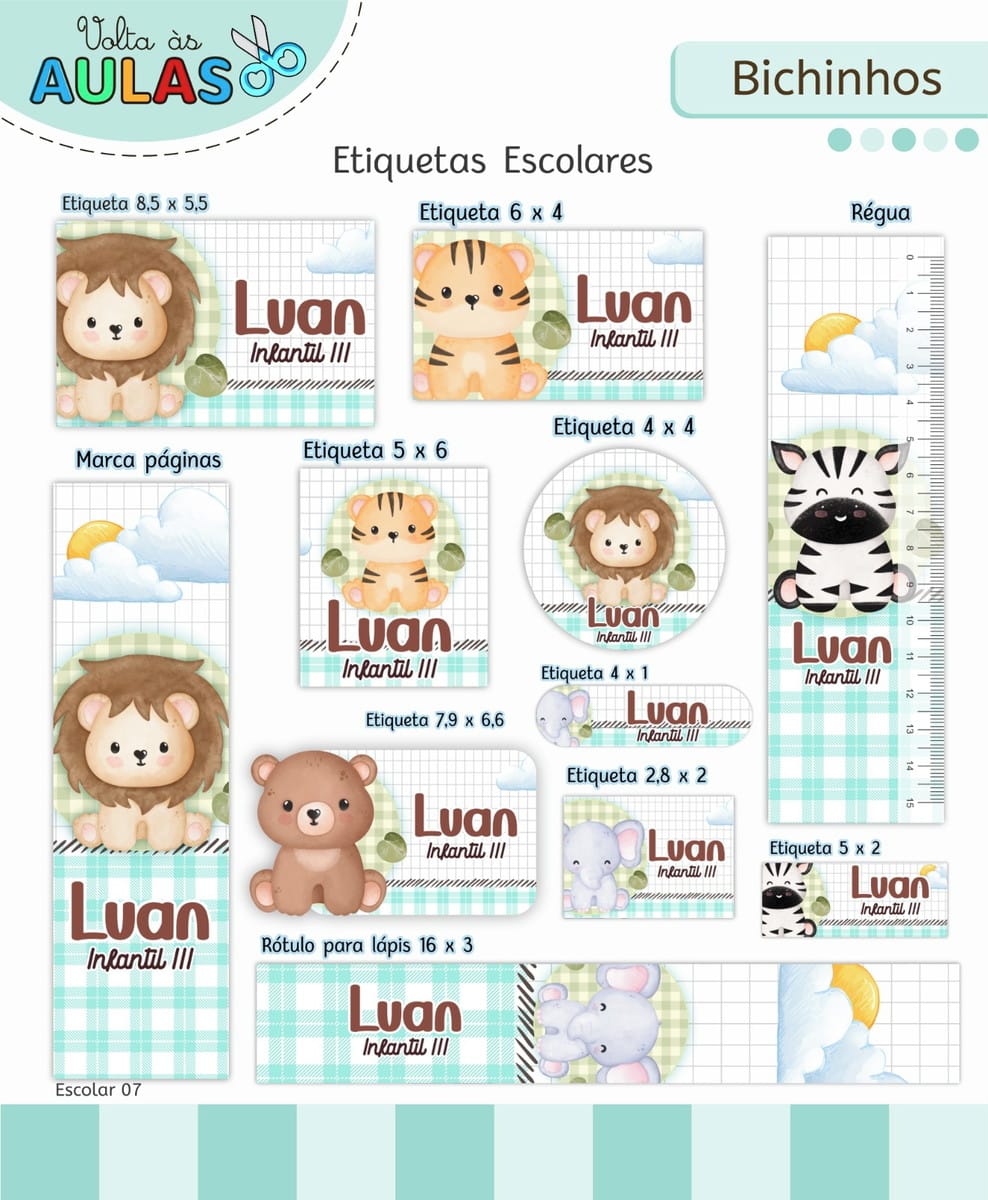 Kit Escolar Bichinhos para imprimir e personalizar 2 Kit Escolar Bichinhos para imprimir e personalizar - Imagem 2