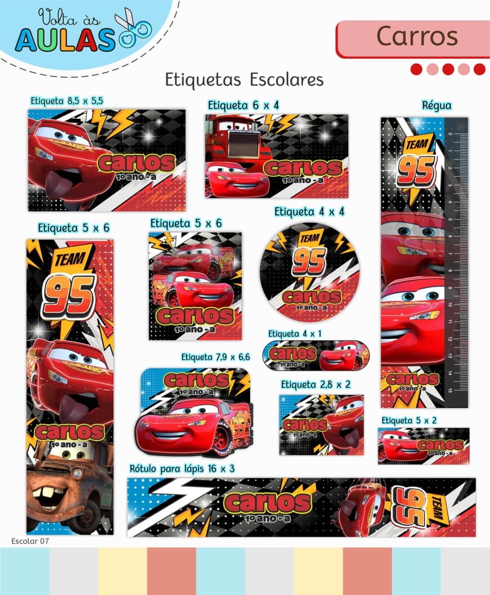 Kit Escolar Tema Carros Digital para Personalizar 3 Kit Escolar Tema Carros Digital para Personalizar - Imagem 3