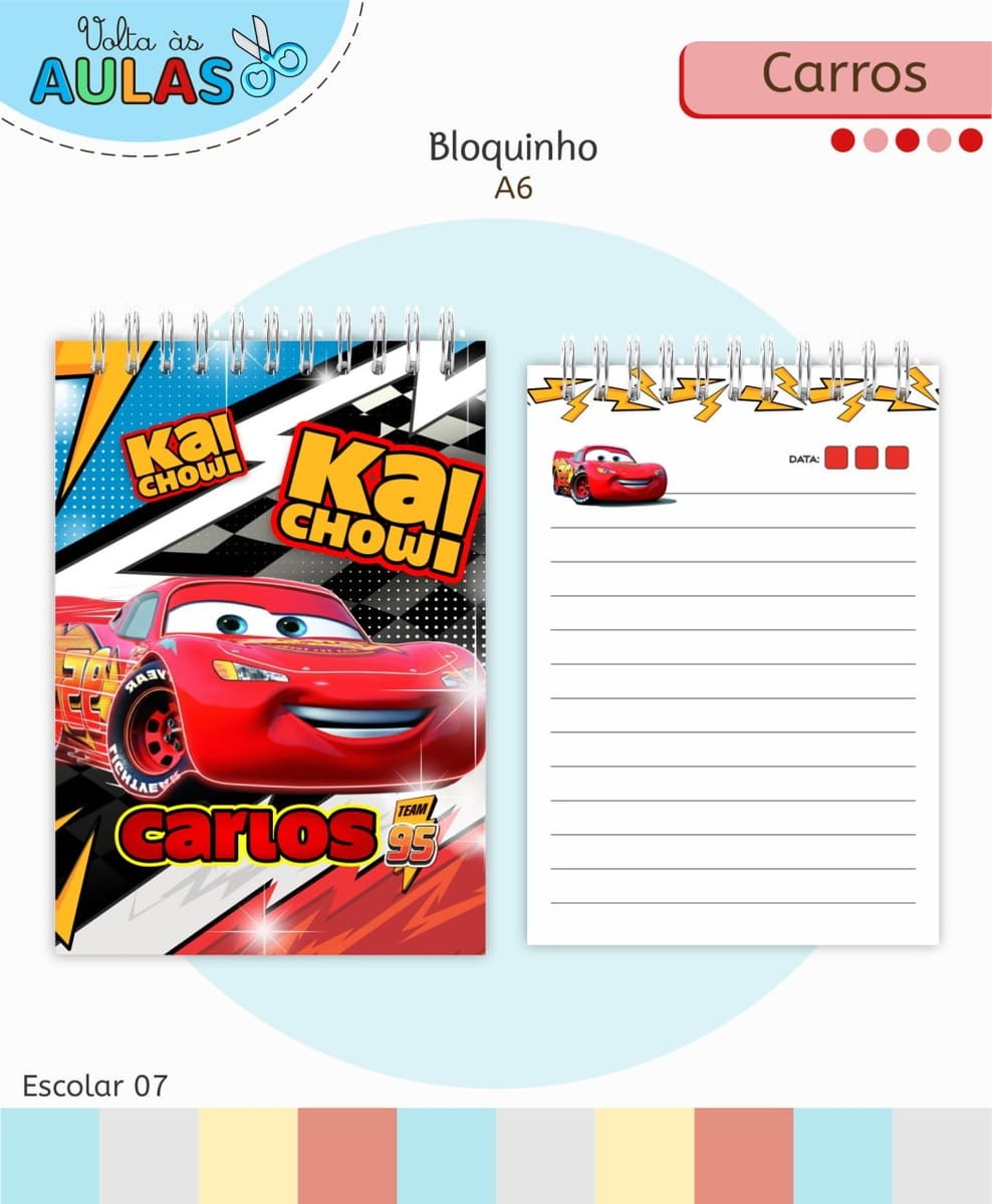Kit Escolar Tema Carros Digital para Personalizar 5 Kit Escolar Tema Carros Digital para Personalizar - Imagem 5