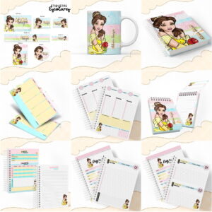 kit escolar digital tema bela e a fera para personalizar