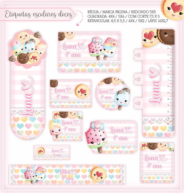KIT ESCOLAR DOCINHOS CUTE - ARQUIVO DIGITAL
