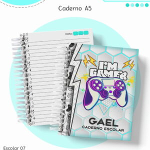 kit escolar gamer para personalizar cadernos e canecas