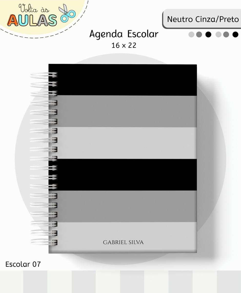 Kit Escolar Neutro Cinza e Preto Digital para Sublimação 2 Kit Escolar Neutro Cinza e Preto Digital para Sublimação - Imagem 2