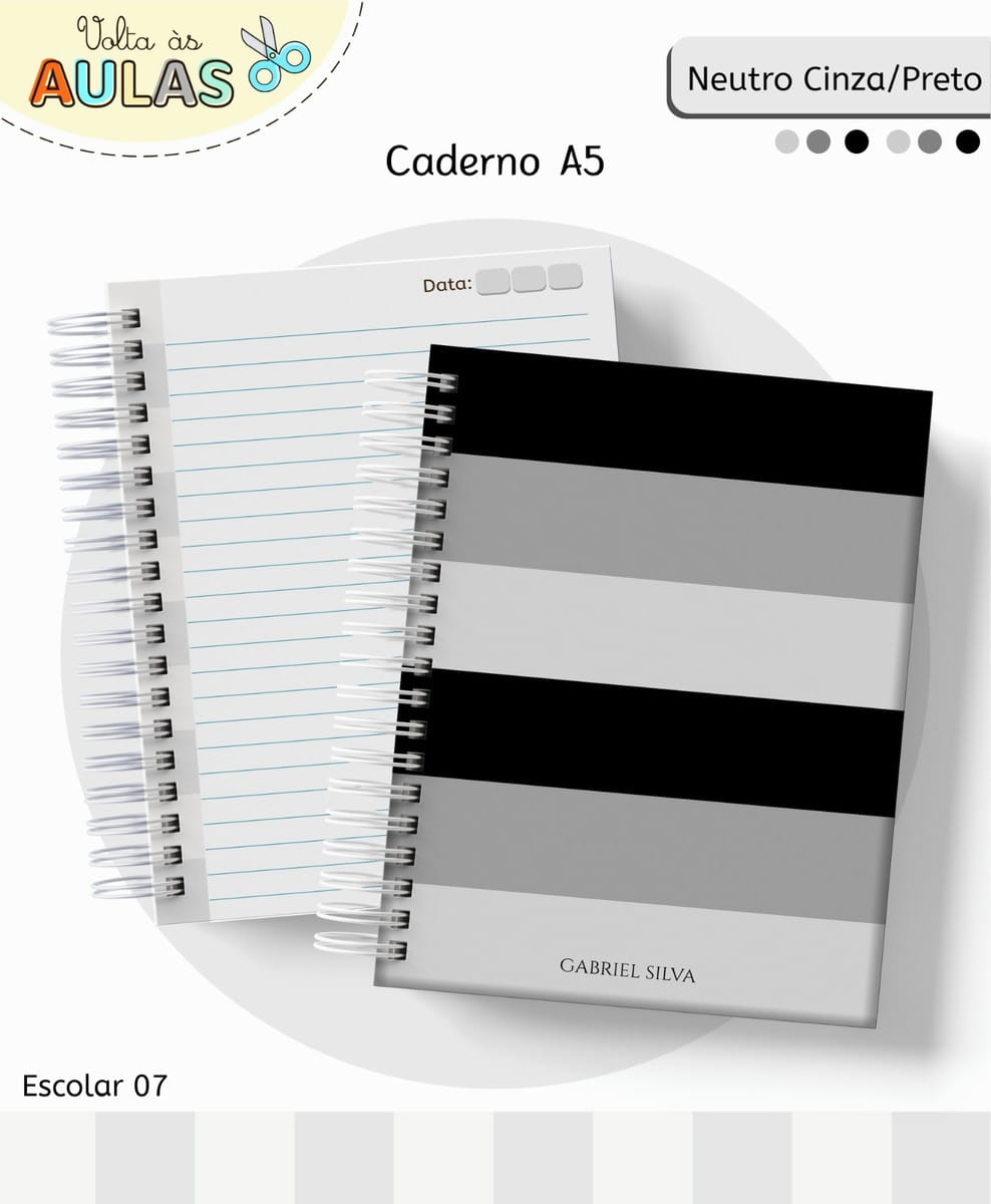 Kit Escolar Neutro Cinza e Preto Digital para Sublimação 1 Kit Escolar Neutro Cinza e Preto Digital para Sublimação