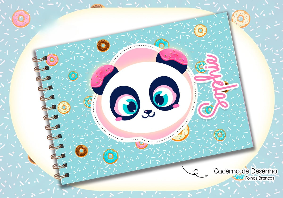 Kit Escolar Panda Donuts para Encadernação 3 Kit Escolar Panda Donuts para Encadernação - Imagem 3