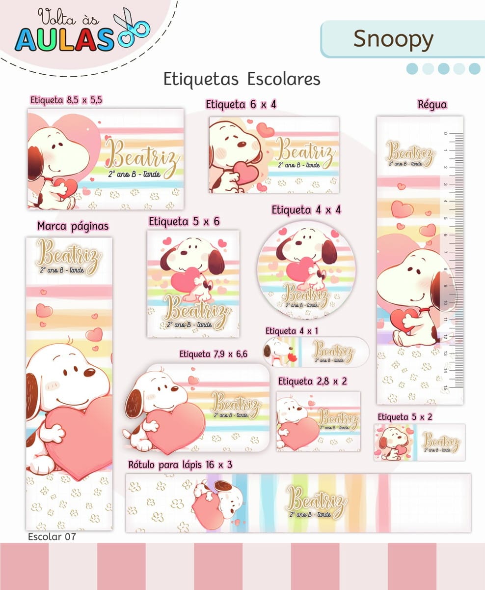 Kit Escolar Snoopy Digital para Cadernos e Sublimação 3 Kit Escolar Snoopy Digital para Cadernos e Sublimação - Imagem 3