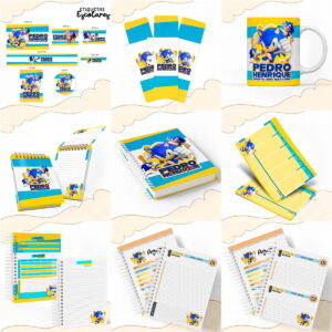 kit escolar sonic para personalizar com arquivo editavel