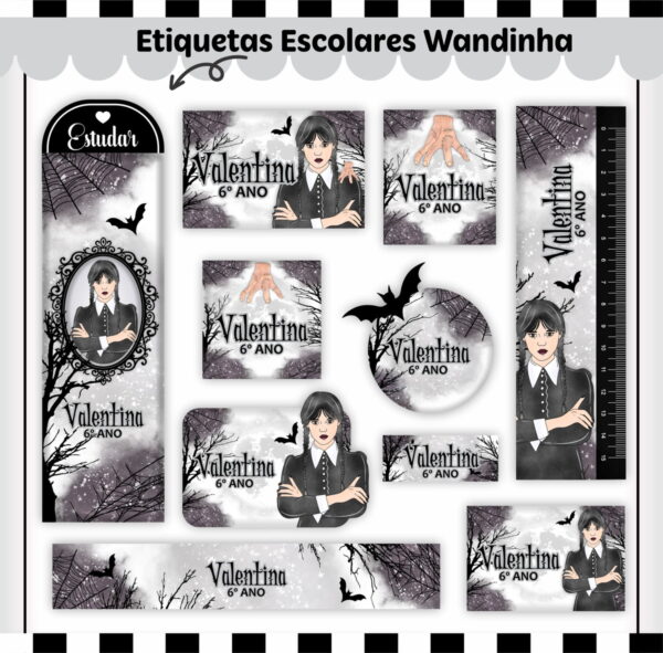 Kit Escolar Wandinha - Arquivo Digital