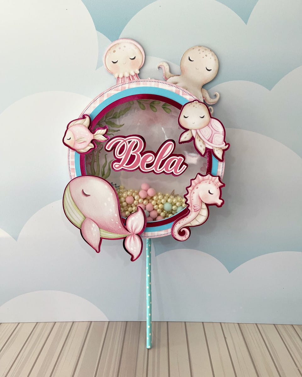 Kit Festa Fundo do Mar Rosa com Studio e PDF 3 Kit Festa Fundo do Mar Rosa com Studio e PDF - Imagem 3
