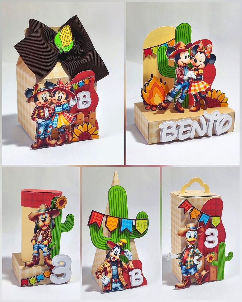 Kit Festa Junina Mickey e Minnie Studio e PDF 1 Kit Festa Junina Mickey e Minnie Studio e PDF