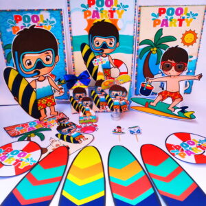 Kit Festa Só um bolinho Pool Party Menino - Arquivo Digital