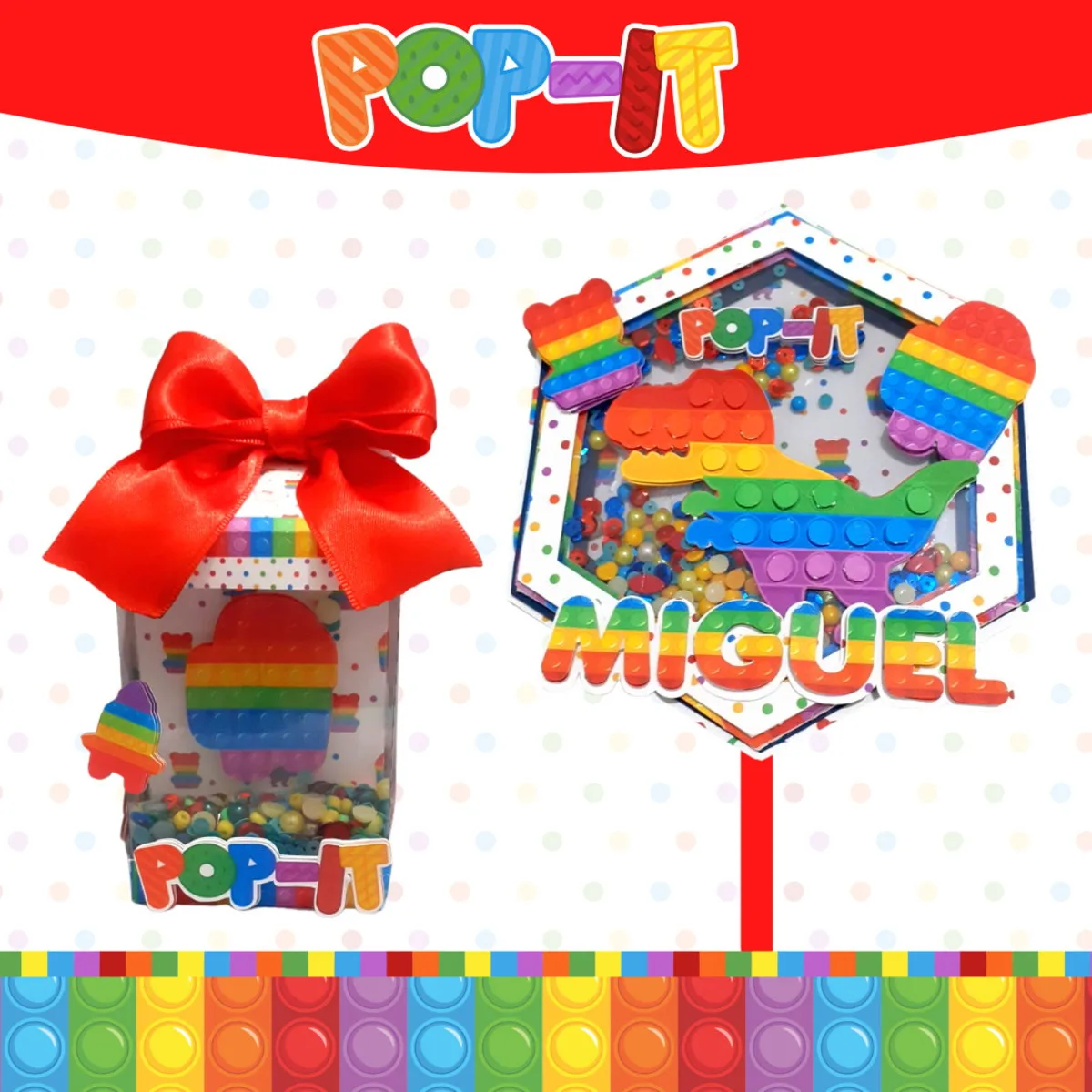 Kit Festa Só um bolinho Pop It Colorido - Arquivo Digital