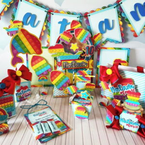 Kit Festa Só um bolinho Pop It Cores Menino -Arquivo Digital