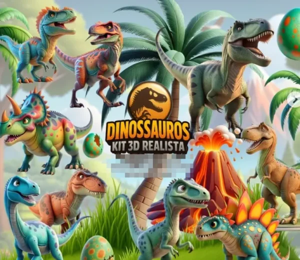 Kit Imagens Dinossauro para Festas - Estilo Jurassic