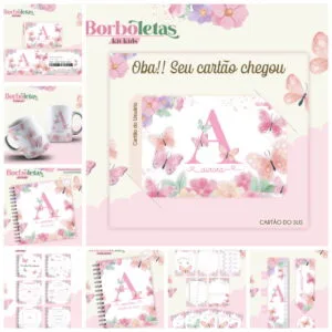 Kit Kids Borboleta Menina - Arquivo Digital 5 Kit Kids Borboleta Menina - Arquivo Digital