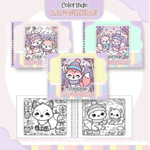 kit livro de colorir raposinhas para festas infantis