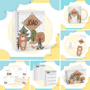 kit maternidade bosque menino com caderneta e albuns