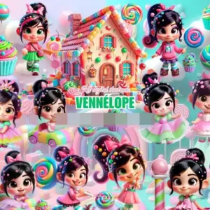 Kit Mundo Doce Vanellope PNG para Scrapbooking Digital