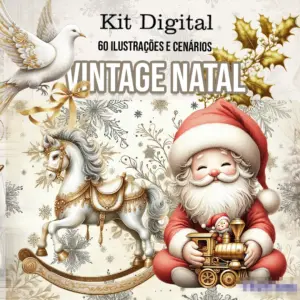 Kit Natal Vintage PNG para Sublimacao e Scrapbooking