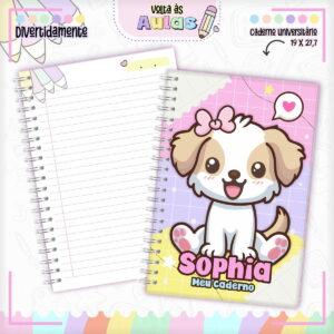 kit papelaria escolar cachorrinha arquivo encadernacao