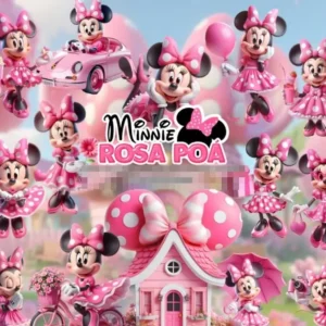 Kit Personalizado Minnie Poá Rosa - Ideal para Festas