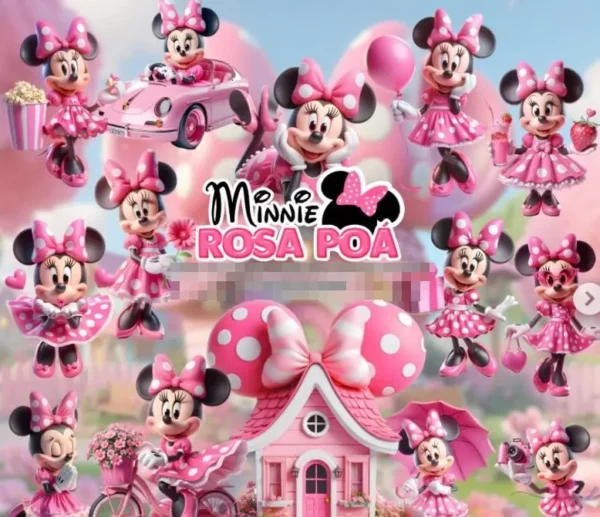 Kit Personalizado Minnie Poá Rosa - Ideal para Festas