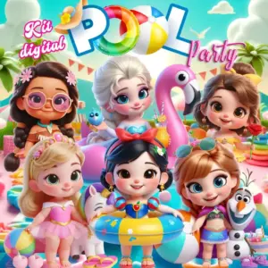 Kit PNG Princesas Pool Party para Personalizados