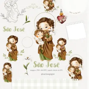 Kit Png Sao Jose Aquarelado Sublimacao E Decoracao Religiosa 2