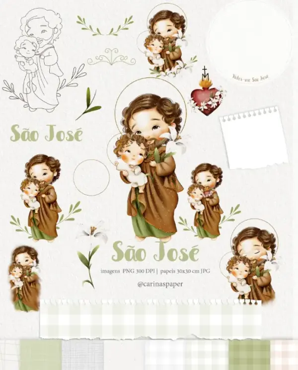 Kit Png Sao Jose Aquarelado Sublimacao E Decoracao Religiosa 2