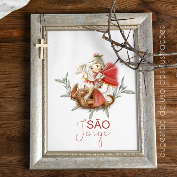 Kit São Jorge Png Santinhos Designs para Projetos Religiosos