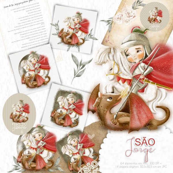 Kit São Jorge Png Santinhos Designs para Projetos Religiosos