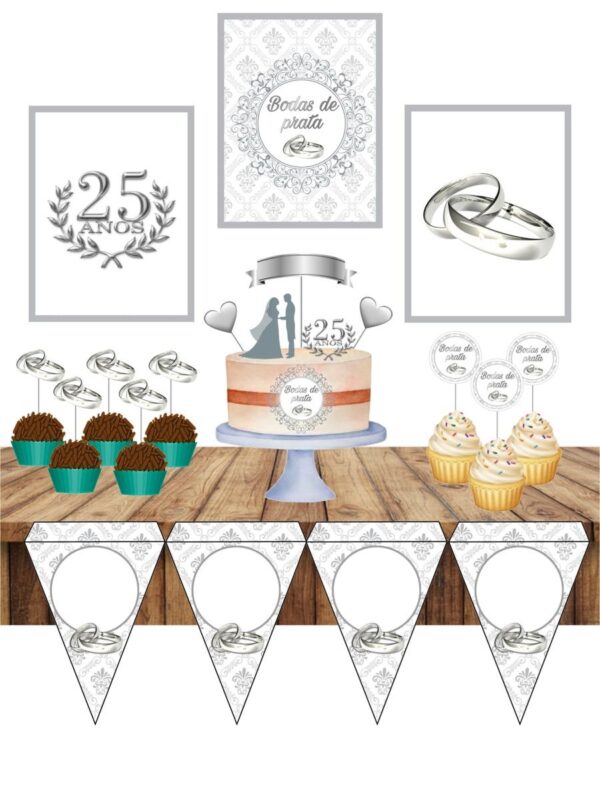 Kit Só um bolinho Bodas de Prata - Arquivo Digital