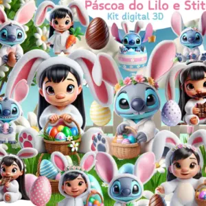 Kit Stitch Pascoa Png Para Sublimacao E Papelaria Criativa 2