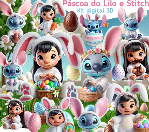 Kit Stitch Pascoa Png Para Sublimacao E Papelaria Criativa 2