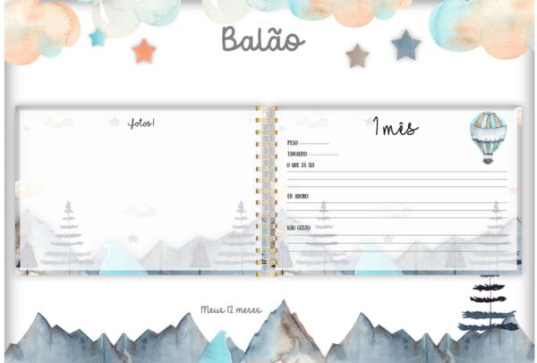 Livro 12 Meses Balão Menino - Arquivo Digital