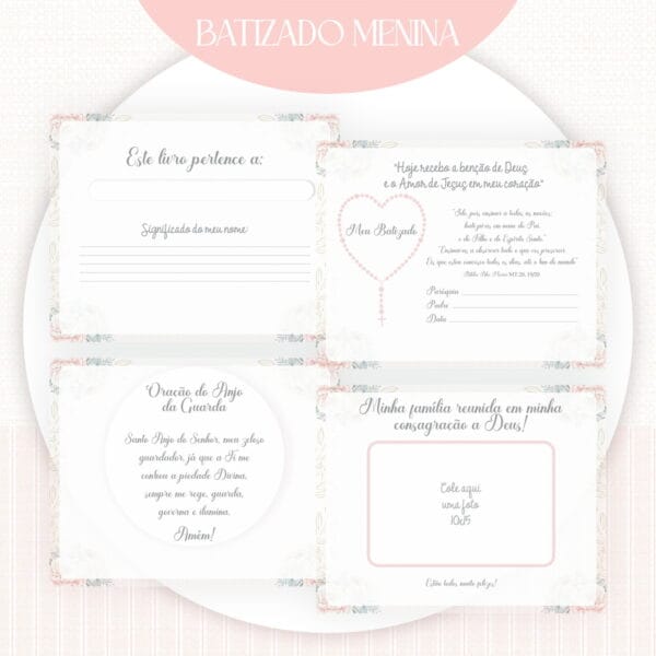 Livro Batizado Menina Rosa - Arquivo Digital