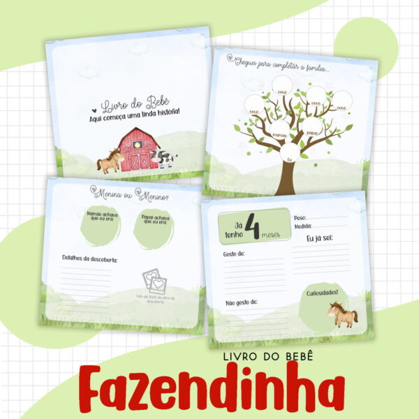 Livro bebê Fazendinha Menino - Arquivo Digital