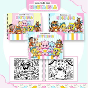livro de colorir nostalgia digital com 51 paginas e 3 capas