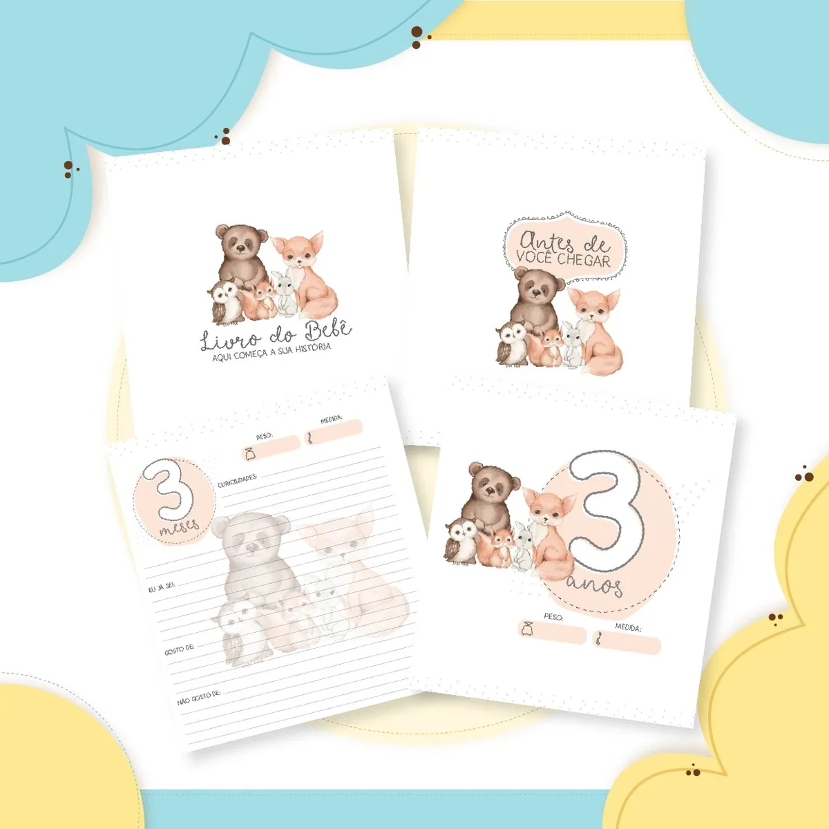 Livro do bebê Animais Menino - Arquivo Digital