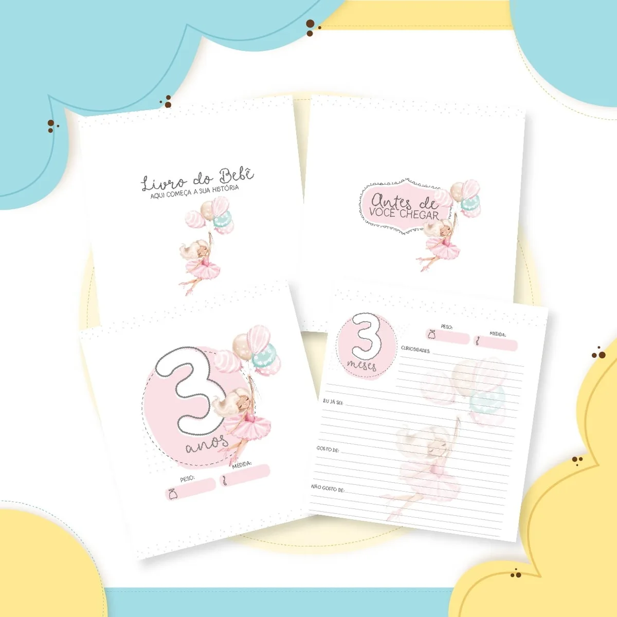 Livro do bebê Bailarina Rosa - Arquivo Digital 4 Livro do bebê Bailarina Rosa - Arquivo Digital