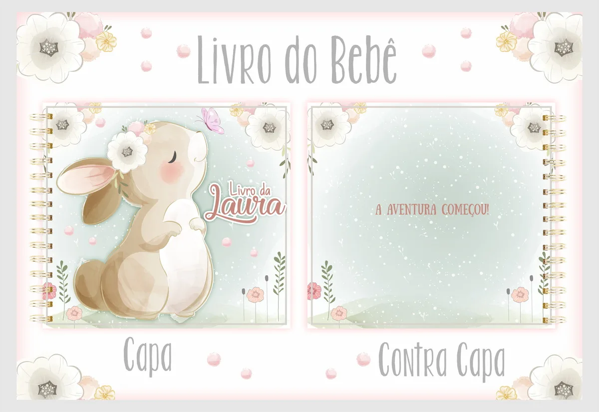 Livro do Bebê Coelhinha Neutra Menina - Arquivo Digital 1 Livro do Bebê Coelhinha Neutra Menina - Arquivo Digital