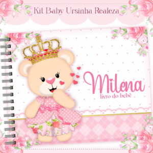 livro do bebe digital ursinha realeza personalizado