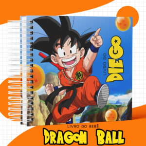 Capa de caderno personalizada com personagem de anime e esferas do dragão