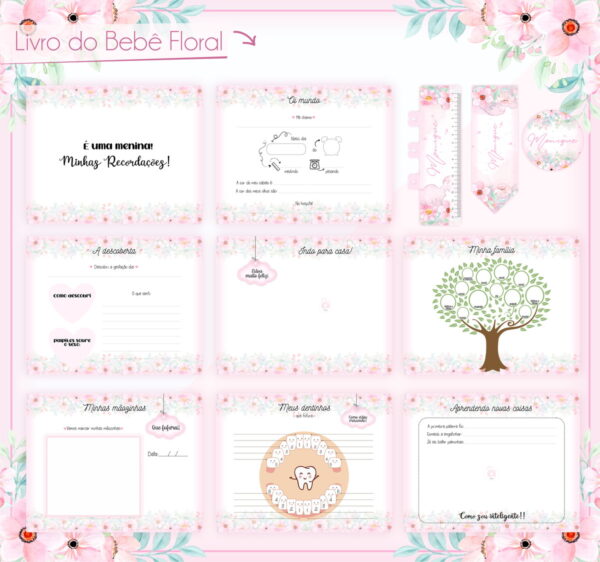 Livro Do Bebê Floral Delicado - Arquivo Digital