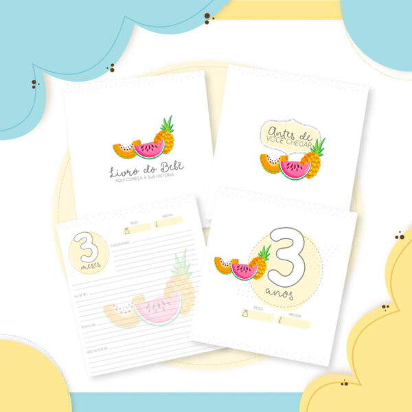 Livro do bebê Frutinhas Menina - Arquivo Digital