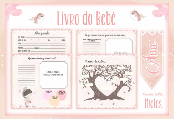 Livro do Bebê Menina Aquarela - Arquivo Digital