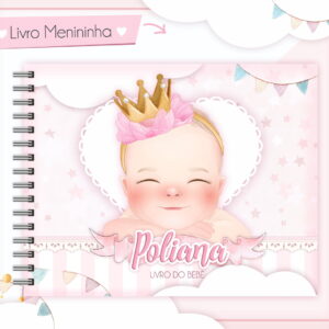 Arte digital de capa de livro do bebê menininha, rosa com ilustração de bebê.