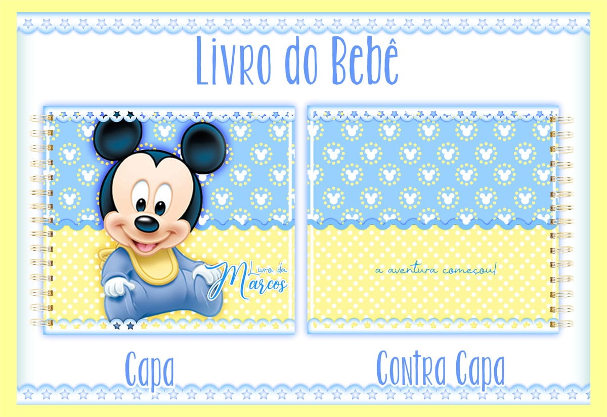 Livro do Bebê Mickey Baby digital personalizável 1 Livro do Bebê Mickey Baby digital personalizável