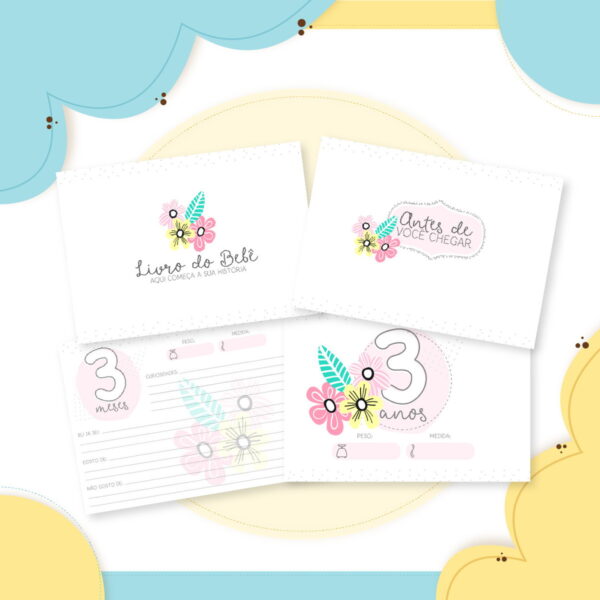 Livro do bebê Minimalista Menina - Arquivo Digital